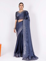 Sapphire Blue Rangoli Silk Saree